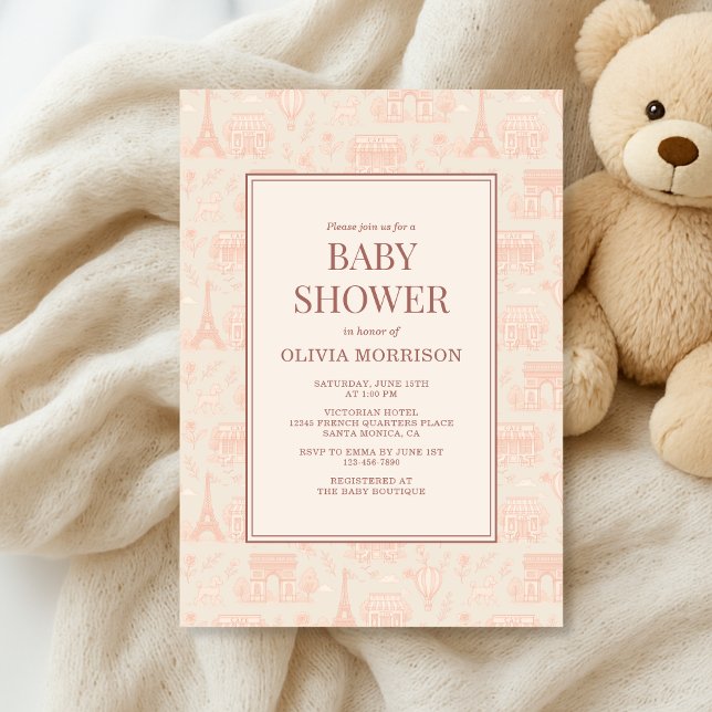 Parisian French Paris Toile Baby Shower Invitation (Creator Uploaded)