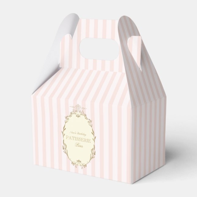Parisian French Patisserie Vintage Party Pink  Favour Box (Front Side)