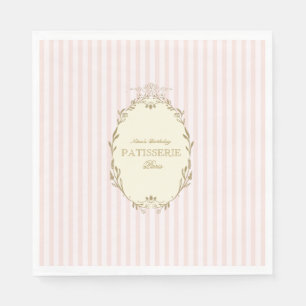Parisian French Patisserie Vintage Party Pink Napkin
