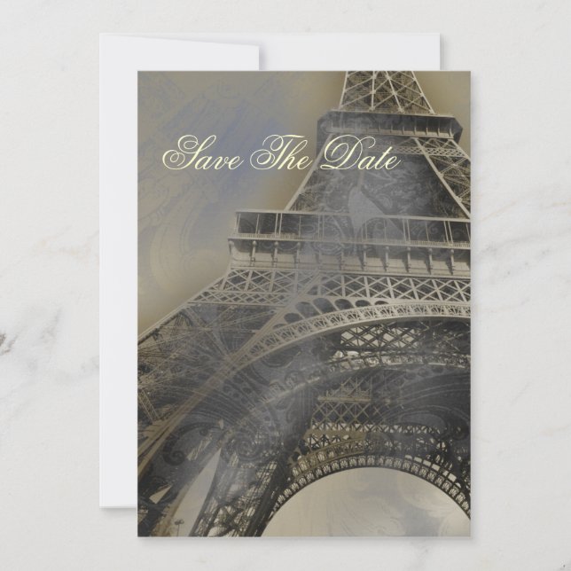 Parisian french wedding save the date (Front)