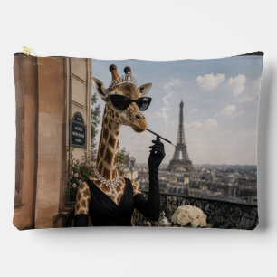 Parisian Giraffe in Black Elegance Accessory Pouch