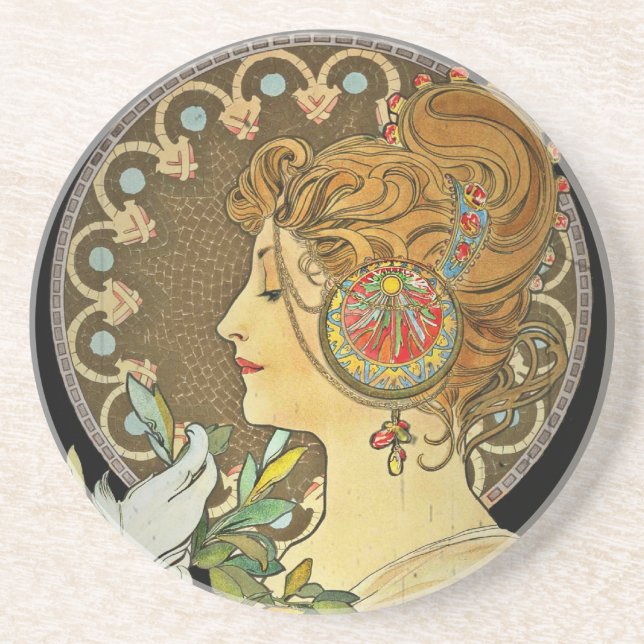 Parisian Lady and Feather 1899 Coaster (Front)