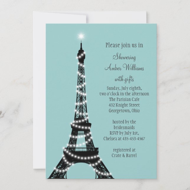 Parisian Lights Bridal Shower Invitation (Front)