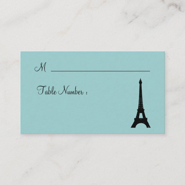 Parisian Lights Place Card (turquoise) (Front)