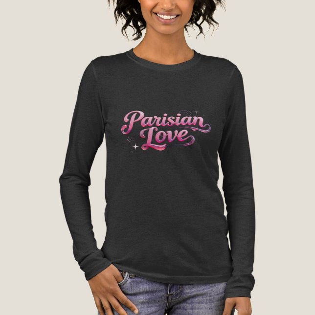 Parisian Love Retro Neon Script Long Sleeve T-Shir Tri-Blend Shirt (Front)