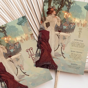 Parisian Night Art Nouveau Wedding Menu Card