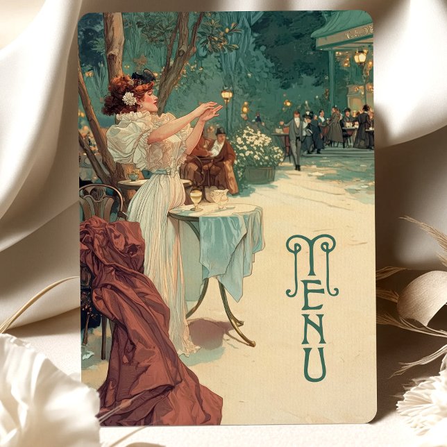 Parisian Night Art Nouveau Wedding Menu Card (Creator Uploaded)