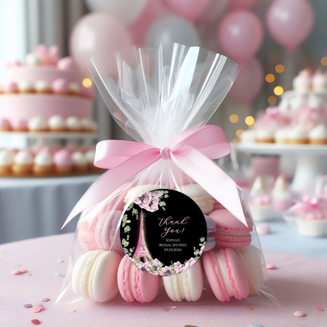 Parisian Oh La La Bridal Shower Classic Round Sticker (Creator Uploaded)