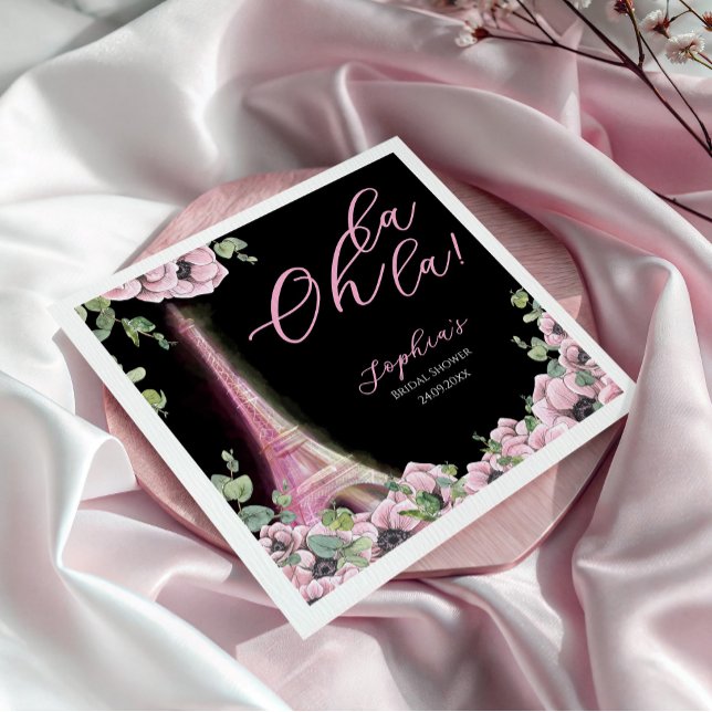 Parisian Oh La La Bridal Shower Napkin (Creator Uploaded)