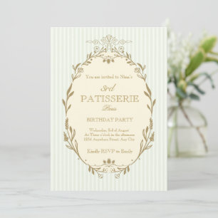 Parisian Patisserie French Vintage Style Birthday Invitation