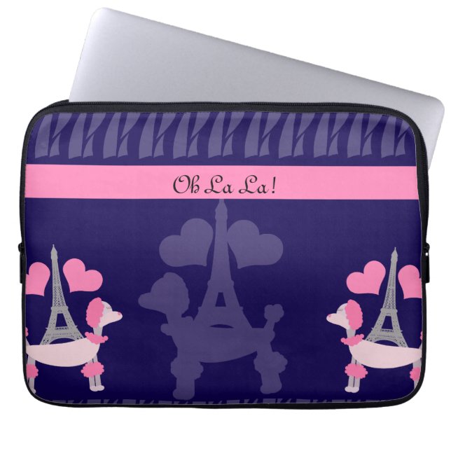 Parisian Poodles in Pink and Purple Laptop Sleeve (Front)