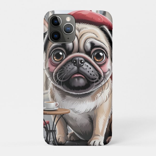 Parisian Pug at Sidewalk Cafe Case-Mate iPhone Case (Back)