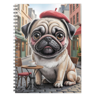 Parisian Pug at Sidewalk Cafe Notebook