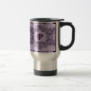PARISIAN PURPLE BAROQUE FRAME WITH INITIAL TRAVEL MUG
