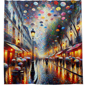 “Parisian Rainy Day Elegance” Shower Curtain