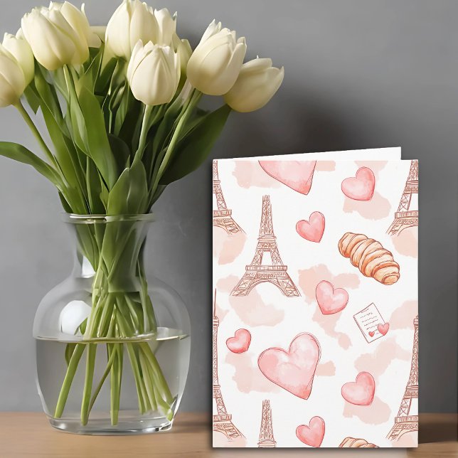 Parisian Romance Valentine Blank Note Card (Creator Uploaded)