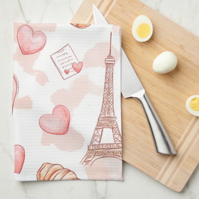 Parisian Romance Valentine Tea Towel (Quarter Fold)