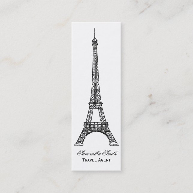 Parisian Theme Eiffel Tower Travel Agent Skinny Mini Business Card (Front)