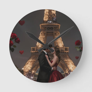 Parisian Valentines Day Round Clock