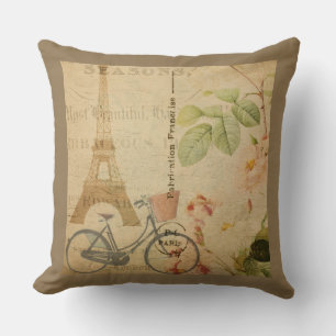 Parisian Vintage With Eiffel Tower Cushion