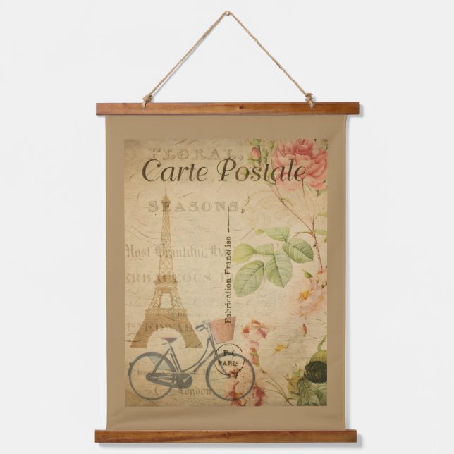 Parisian Vintage With Eiffel Tower Hanging Tapestry (Front)