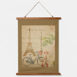 Parisian Vintage With Eiffel Tower Hanging Tapestry