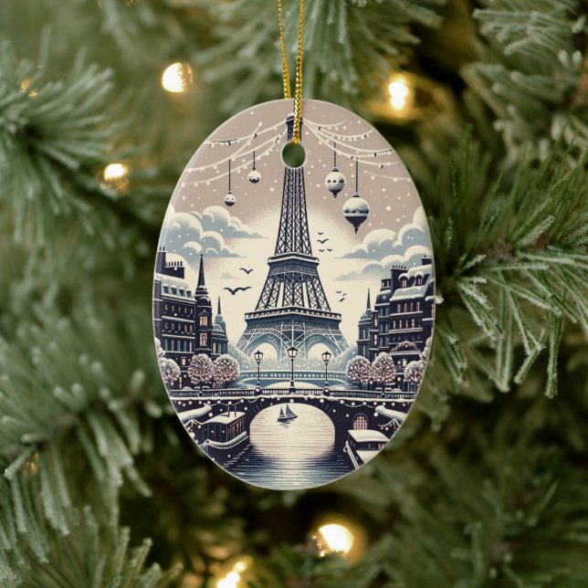 Parisian Winter Elegance - Christmas in the City Ceramic Tree Decoration (Tree)
