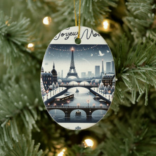 Parisian Winter Elegance, City of lights Ceramic Tree Decoration