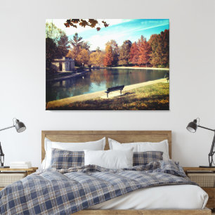 Park and Lake Stretched Canvas Print