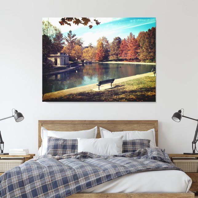 Park and Lake Stretched Canvas Print (Insitu(Bedroom))