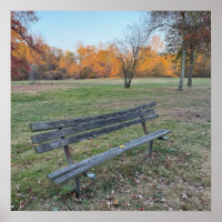 Park Bench in Autumn Poster