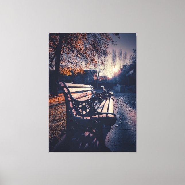 Park Bench in Autumn Sunlight  Canvas Print (Front)