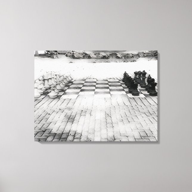 Park chess board set canvas in a washed out style print (Front)