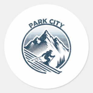 Park City Ski Resort Winter Skiing Utah  Classic Round Sticker