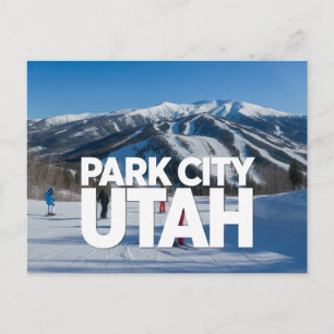  Park City Utah Fun Vintage Snowy Mountains Postcard