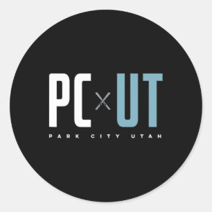Park City Utah Graphic Ski Classic Round Sticker