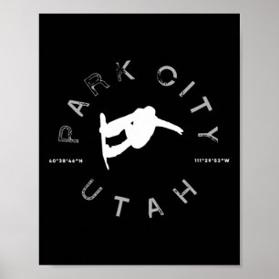 Park City Utah Graphic Vintage Retro Snowboarding Poster