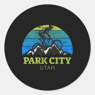 Park City Utah Mountain Biking Mtb Travel Vacation Classic Round Sticker