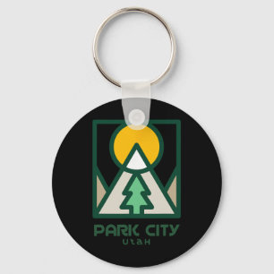 Park City Utah Mountains Tree Key Ring