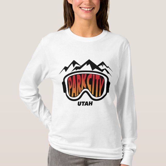Park City Utah ski design on long sleeve tee (Front)