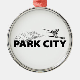 Park City Utah Ski Jumper Metal Tree Decoration