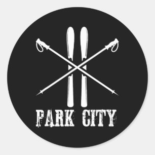 Park City Utah Ski Skier Skiing Nordic Alpine Down Classic Round Sticker