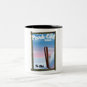 Park city Utah Ski travel poster Two-Tone Coffee Mug