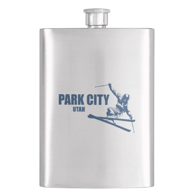 Park City Utah Skier Hip Flask (Front)