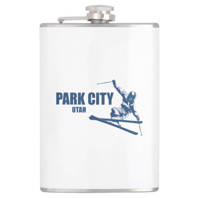 Park City Utah Skier Hip Flask (Front)
