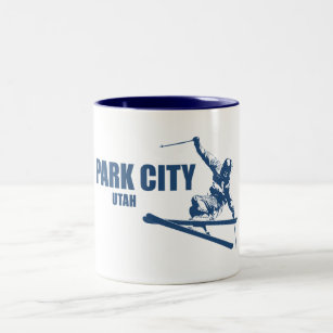 Park City Utah Skier Two-Tone Coffee Mug