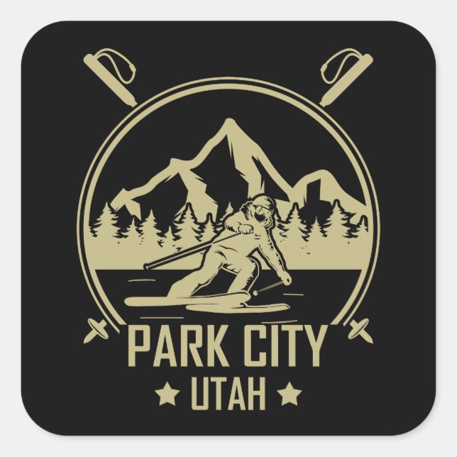 Park City Utah skiing Square Sticker (Front)