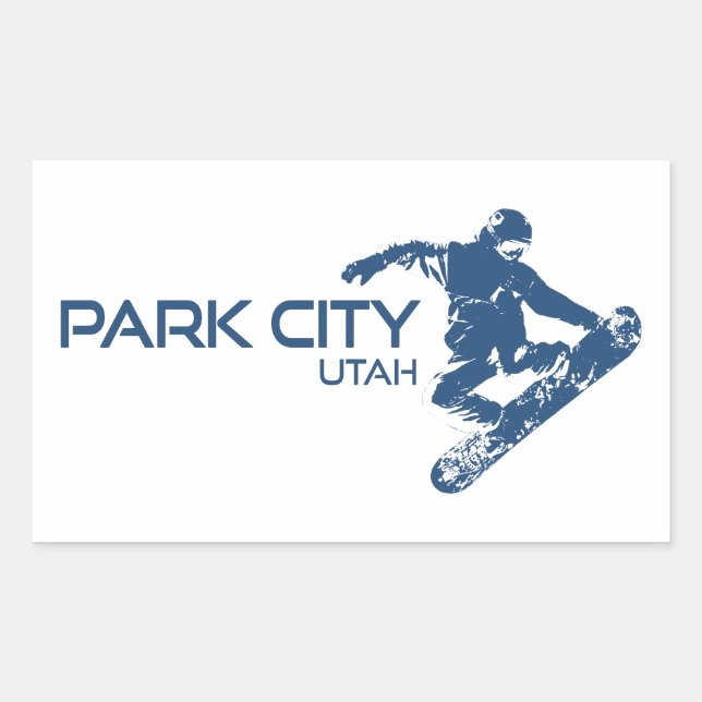 Park City Utah Snowboarder Rectangular Sticker (Front)