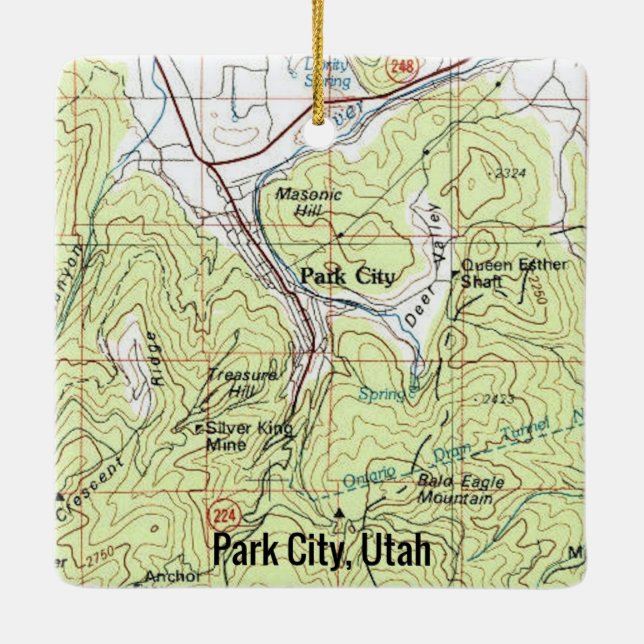 Park City Utah Topo Map Ceramic Ornament (Back)