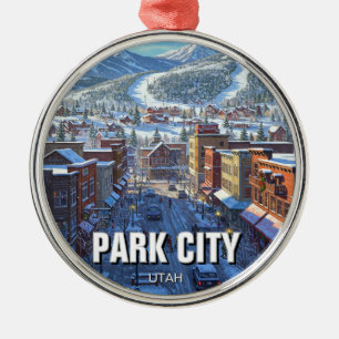 Park City Utah Travel Metal Tree Decoration